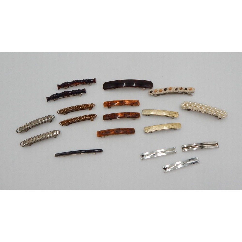 Hair Clip Assortment Barrettes Tortoise Chain Pearl France Taiwan Lot of 18